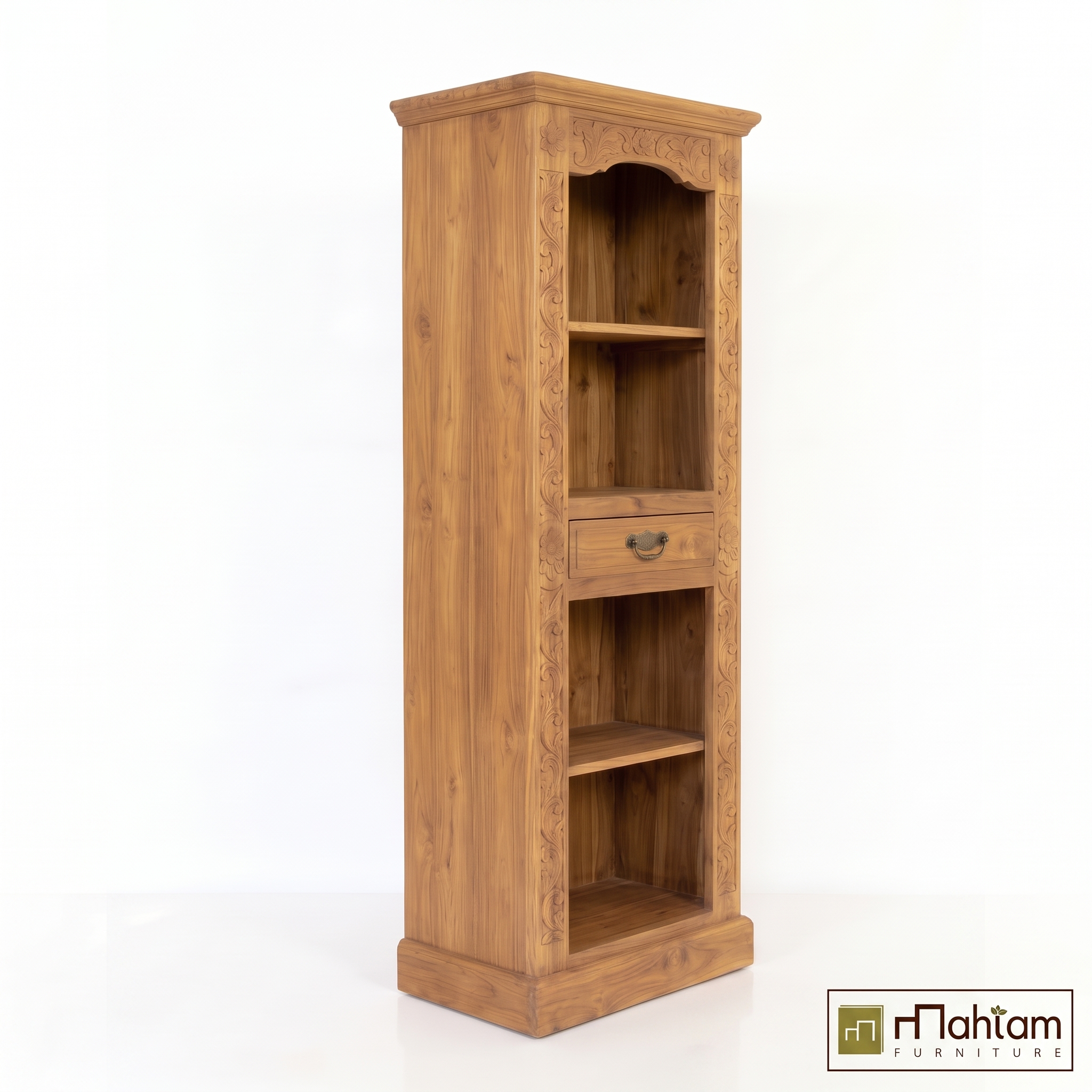 Traditional Carved Teak Tall Bookcase M-ET03 - Image 2