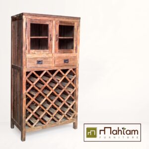 Recycled Teak Wood Wine Cabinet & Display Hutch M-wco01