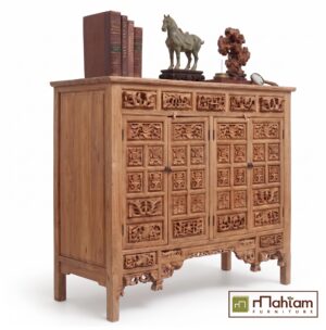 Alternative view of Ethnic Carved Recycled Teak Wood Sideboard Cabinet M-ET01