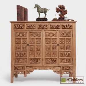 Ethnic Carved Recycled Teak Wood Sideboard Cabinet M-ET01