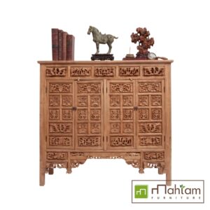 Ethnic Carved Recycled Teak Wood Sideboard Cabinet M-ET01