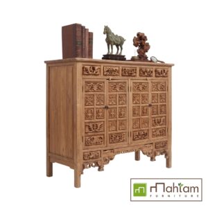 Alternative view of Ethnic Carved Recycled Teak Wood Sideboard Cabinet M-ET01