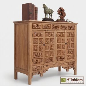 Alternative view of Ethnic Carved Recycled Teak Wood Sideboard Cabinet M-ET01