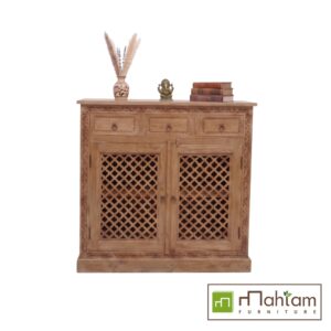 Ethnic Carved Recycled Teak Wood Sideboard Cabinet M-ET02