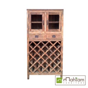 Recycled Teak Wood Wine Cabinet & Display Hutch M-wco01