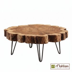 Natural Live Edge Teak Wood Slice Coffee Table M-irtf05