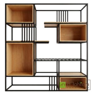 Modern Industrial Asymmetrical Teak Display Shelf M-irtf07