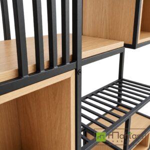 Alternative view of Modern Industrial Asymmetrical Teak Display Shelf M-irtf07