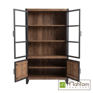 Alternative view of Industrial Teak Display Cabinet with Glass Doors 90 M-irtf08