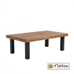 Alternative view of Rustic Industrial Teak Block Coffee Table M-irtf10