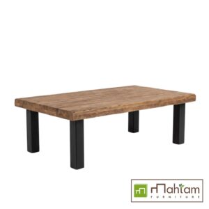 Alternative view of Rustic Industrial Teak Block Coffee Table M-irtf10
