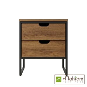Modern Industrial Teak 2-Drawer Nightstand M-irtf12