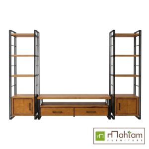 Industrial Teak Modular Entertainment Center M-irtf13