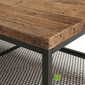 Rustic Industrial Teak Coffee Table with Mesh Shelf M-irtf14 - Image 3