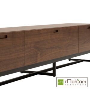 Alternative view of Modern Minimalist Low-Profile Teak TV Stand M-irtf15
