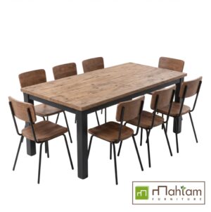 Alternative view of Industrial Teak 7-Piece Dining Set with Metal Base M-irtf16