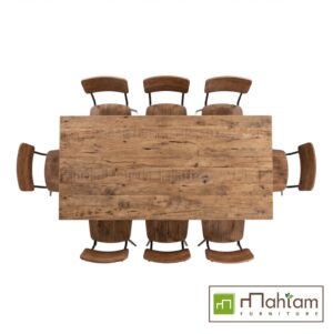 Industrial Teak 7-Piece Dining Set with Metal Base M-irtf16 - Image 3