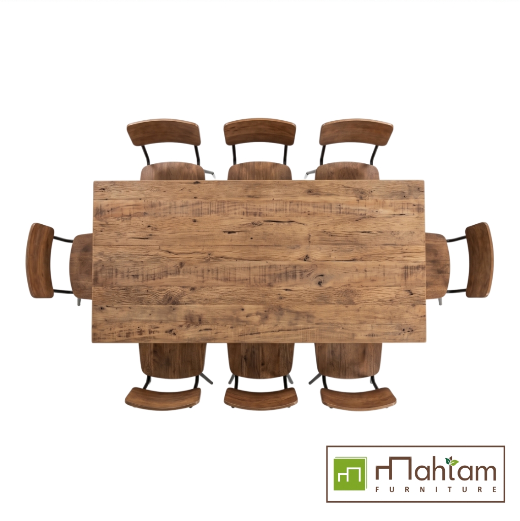 Industrial Teak 7-Piece Dining Set with Metal Base M-irtf16 - Image 3