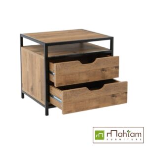 Alternative view of Modern Industrial Teak 2-Drawer Nightstand M-irtf17