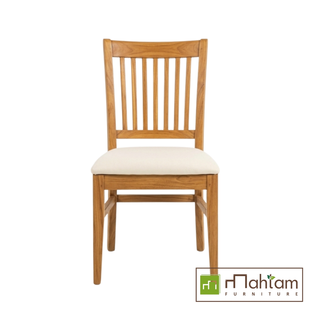 Recycled Teak Slatted-Back Dining Chair M-krm01