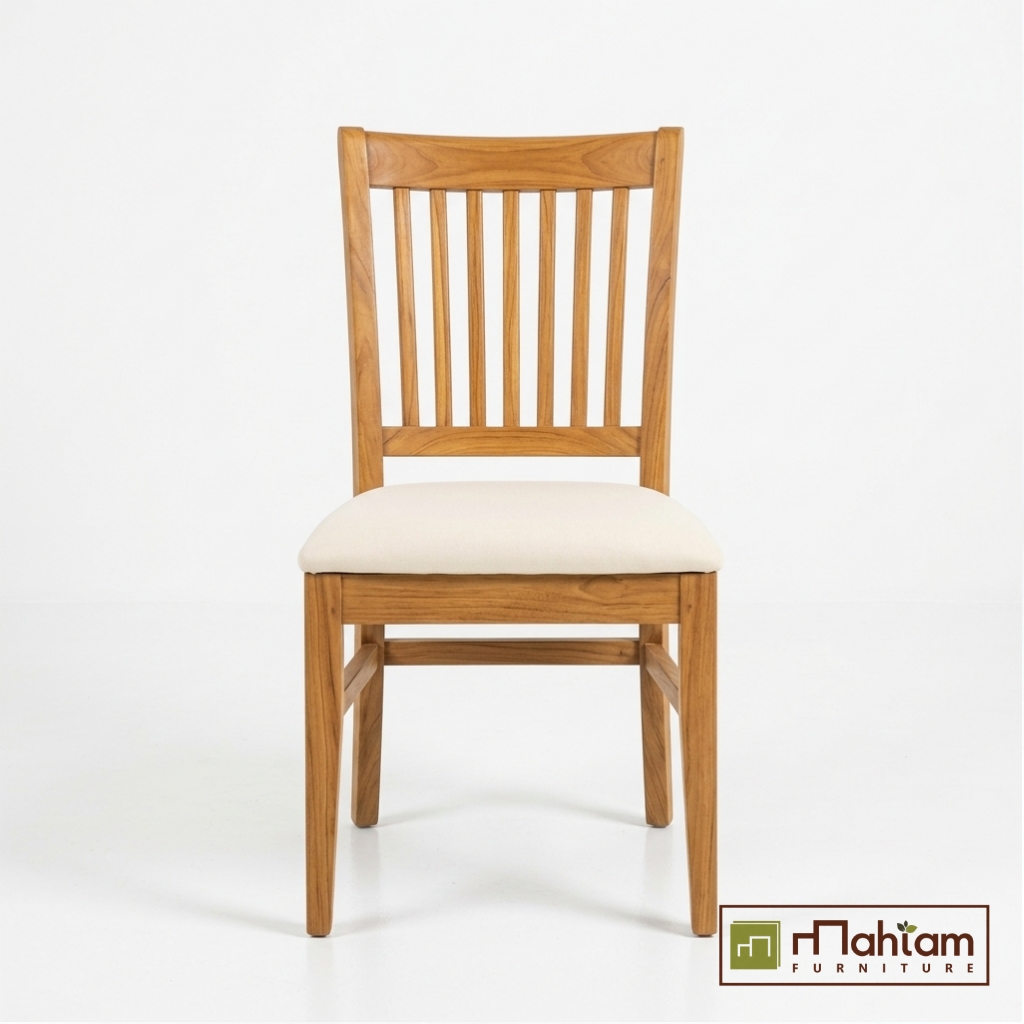 Recycled Teak Slatted-Back Dining Chair M-krm01
