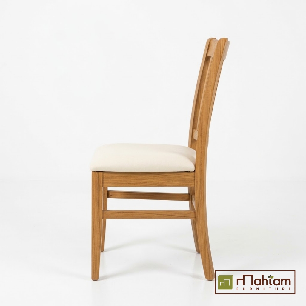 Recycled Teak Slatted-Back Dining Chair M-krm01 - Image 3