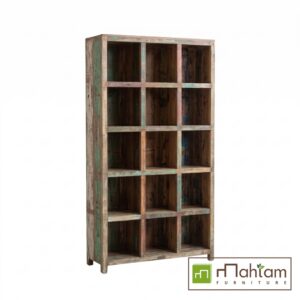 Alternative view of Eco-Friendly Recycled Boat Wood Grid Bookcase M-rb03