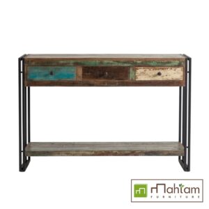 Industrial Recycled Boat Wood 3-Drawer Console M-rb04