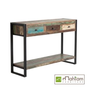 Alternative view of Industrial Recycled Boat Wood 3-Drawer Console M-rb04