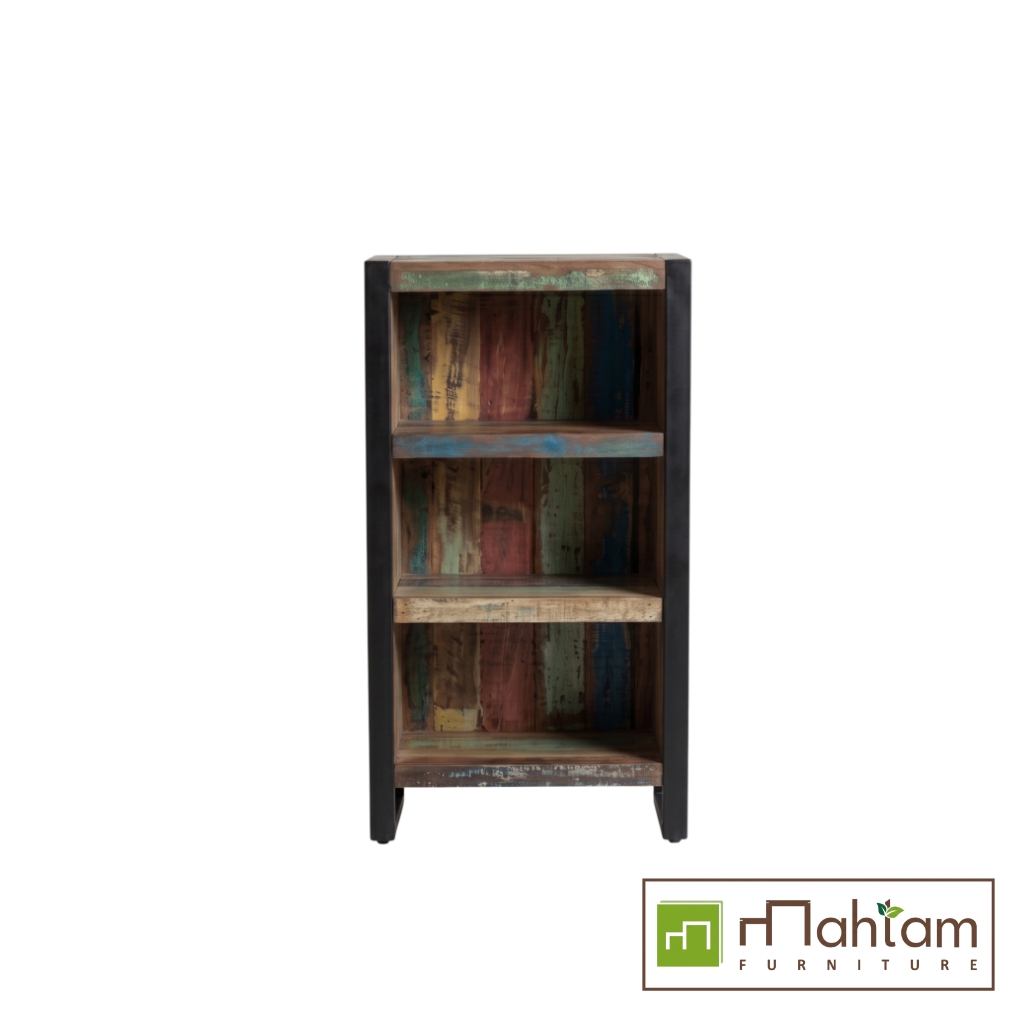 Industrial Recycled Boat Wood 3-Tier Bookshelf M-rb05