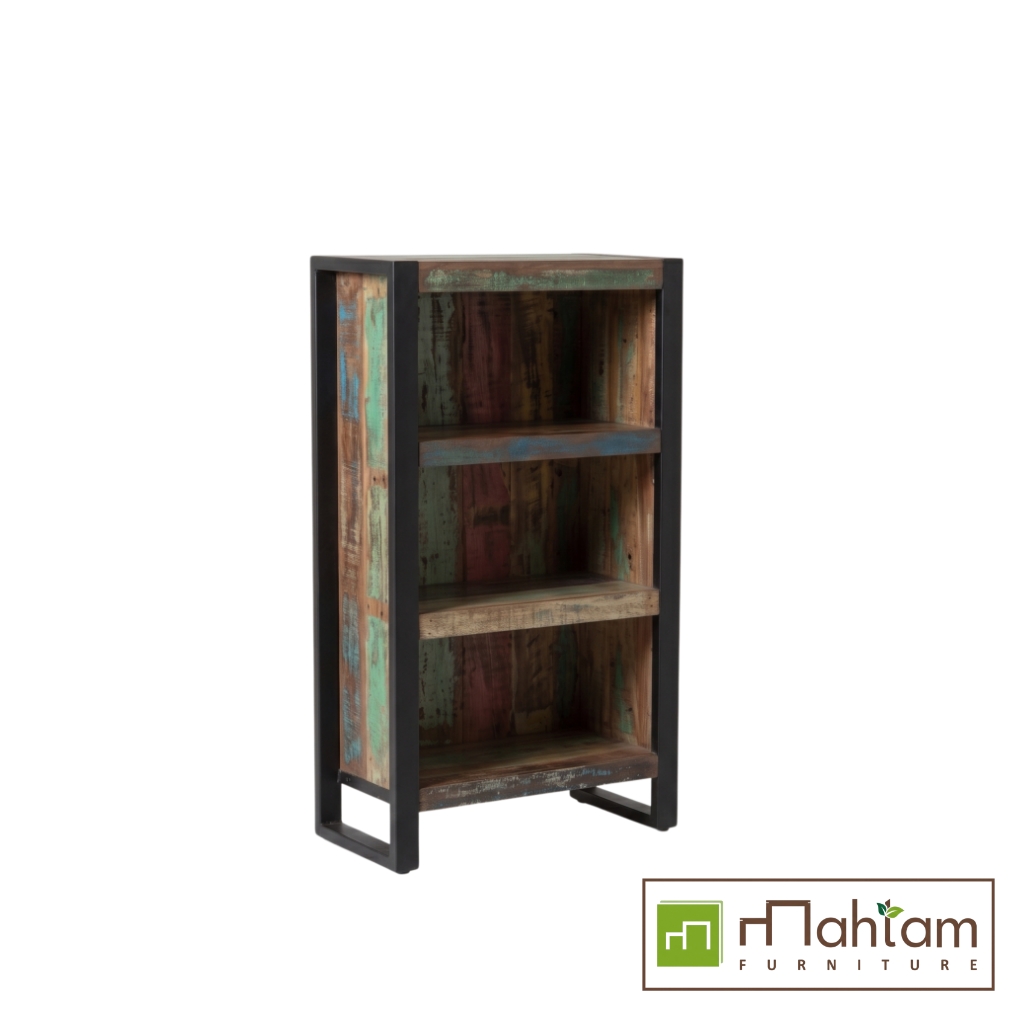 Industrial Recycled Boat Wood 3-Tier Bookshelf M-rb05 - Image 2