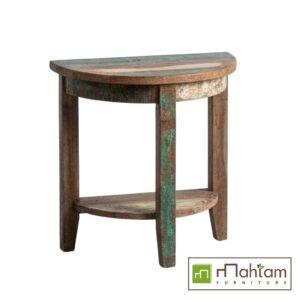 Eco-Friendly Recycled Boat Demilune Console Table M-rb06