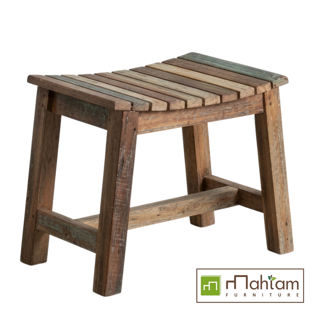Eco-Friendly Recycled Boat Wood Slatted Stool M-rb07