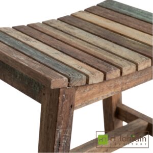 Alternative view of Eco-Friendly Recycled Boat Wood Slatted Stool M-rb07