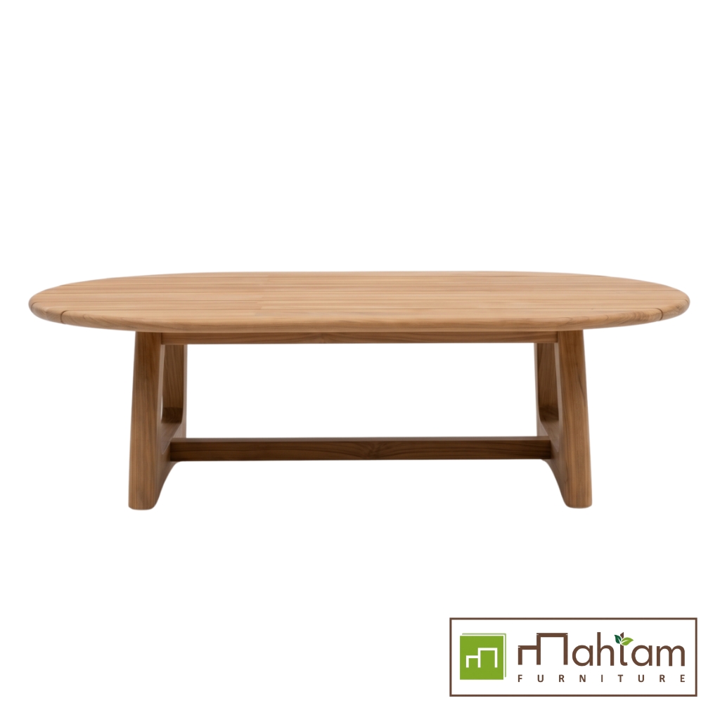 Solid Teak Oval Slatted Coffee Table M-rtf01