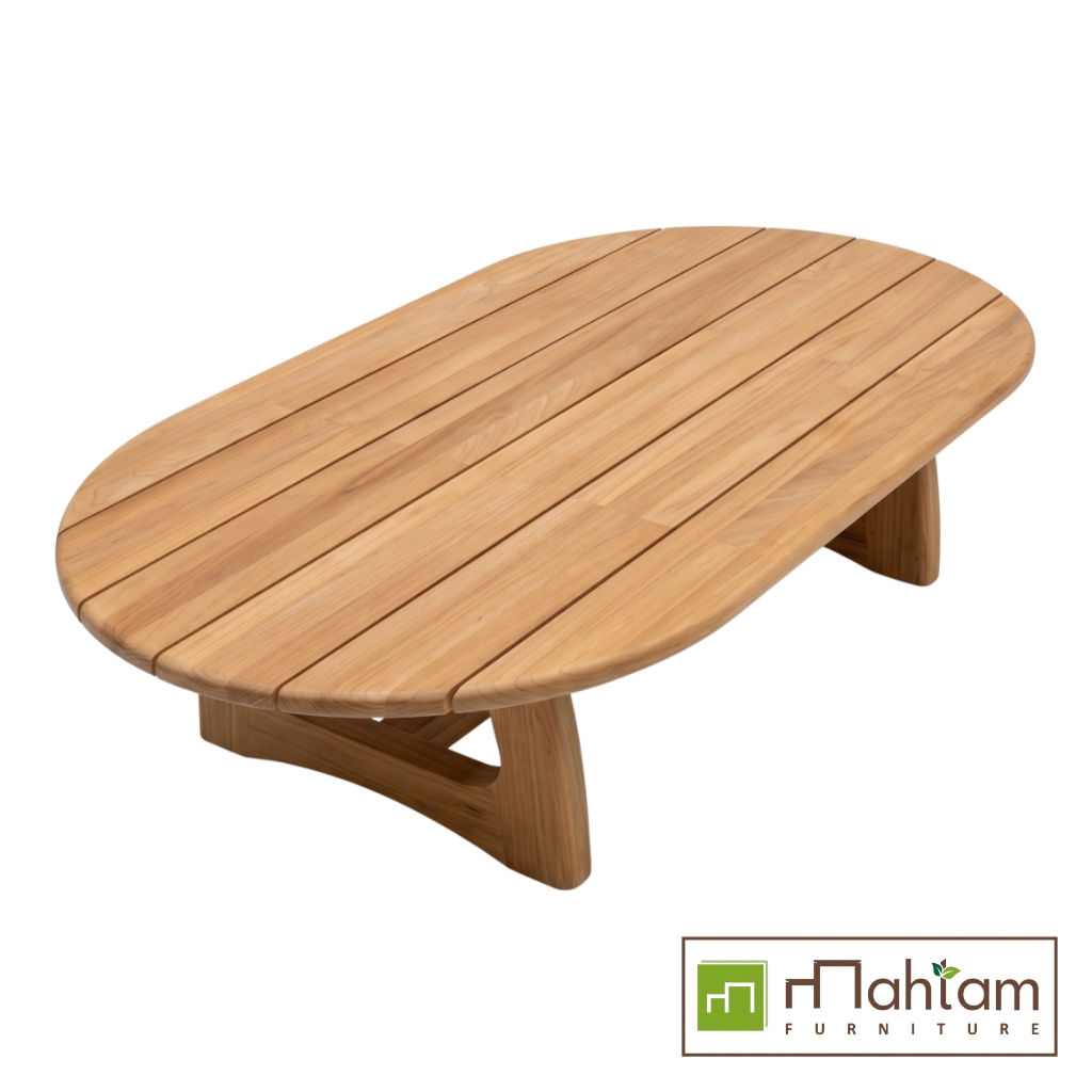 Solid Teak Oval Slatted Coffee Table M-rtf01 - Image 2