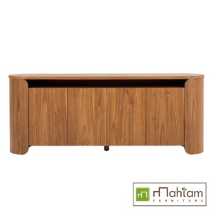 Organic Modern Curved Teak 4-Door Sideboard M-rtf03