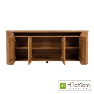 Alternative view of Organic Modern Curved Teak 4-Door Sideboard M-rtf03