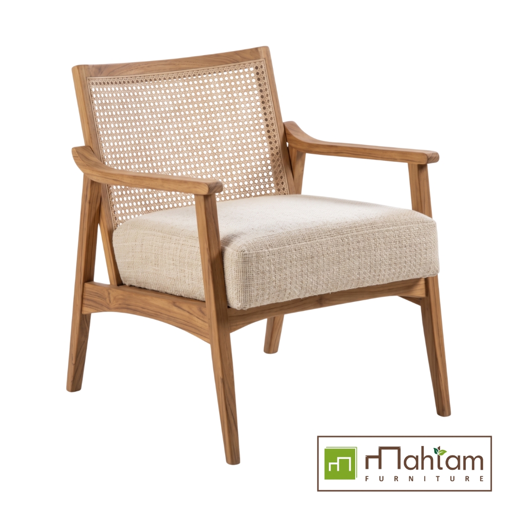 Mid-Century Teak and Cane Accent Chair M-rtf05
