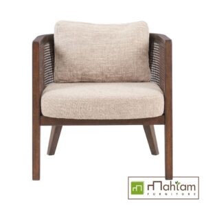 Alternative view of Tropical Colonial Dark Teak & Cane Barrel Chair M-rtf08