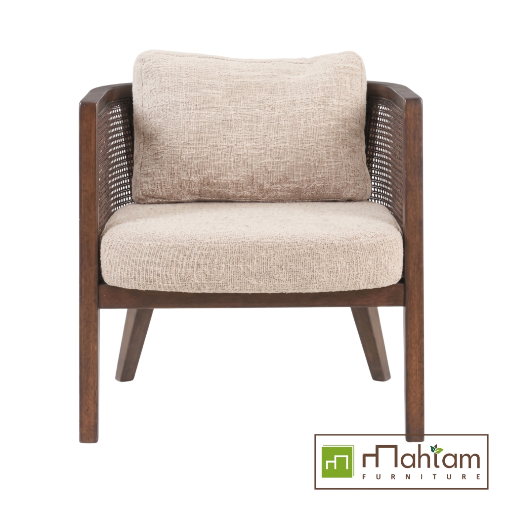 Tropical Colonial Dark Teak & Cane Barrel Chair M-rtf08 - Image 2