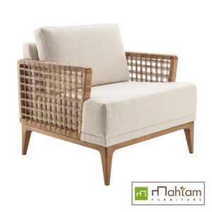 Contemporary Teak and Woven Rope Lounge M-rtf10