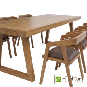 Alternative view of Modern Solid Wood 7-Piece Architectural Dining Set M-rtf23