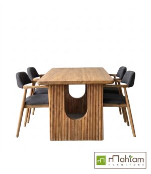 Contemporary Fluted Wood 5-Piece Dining Set M-rtf24 - Image 3