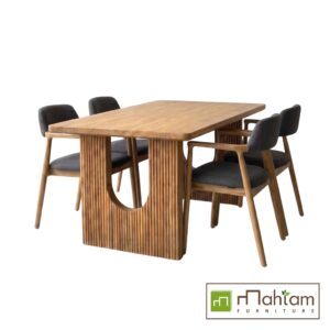 Contemporary Fluted Wood 5-Piece Dining Set M-rtf24