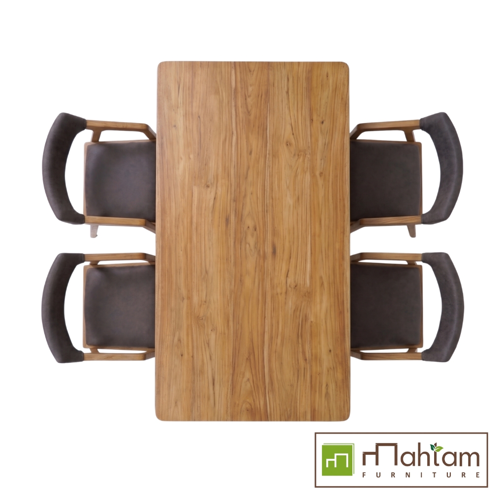 Contemporary Fluted Wood 5-Piece Dining Set M-rtf24 - Image 2