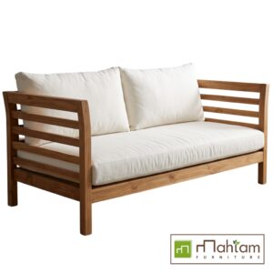 Modern Coastal Teak Slatted Loveseat MFDBe-01