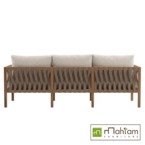 Contemporary Teak & Woven Strap 3-Seater Sofa MFDBe-06 - Image 3