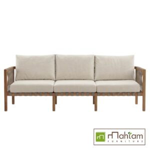 Alternative view of Contemporary Teak & Woven Strap 3-Seater Sofa MFDBe-06