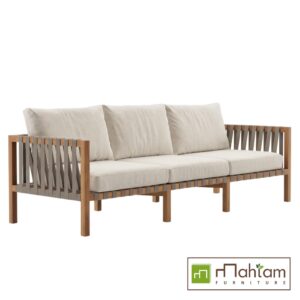 Contemporary Teak & Woven Strap 3-Seater Sofa MFDBe-06